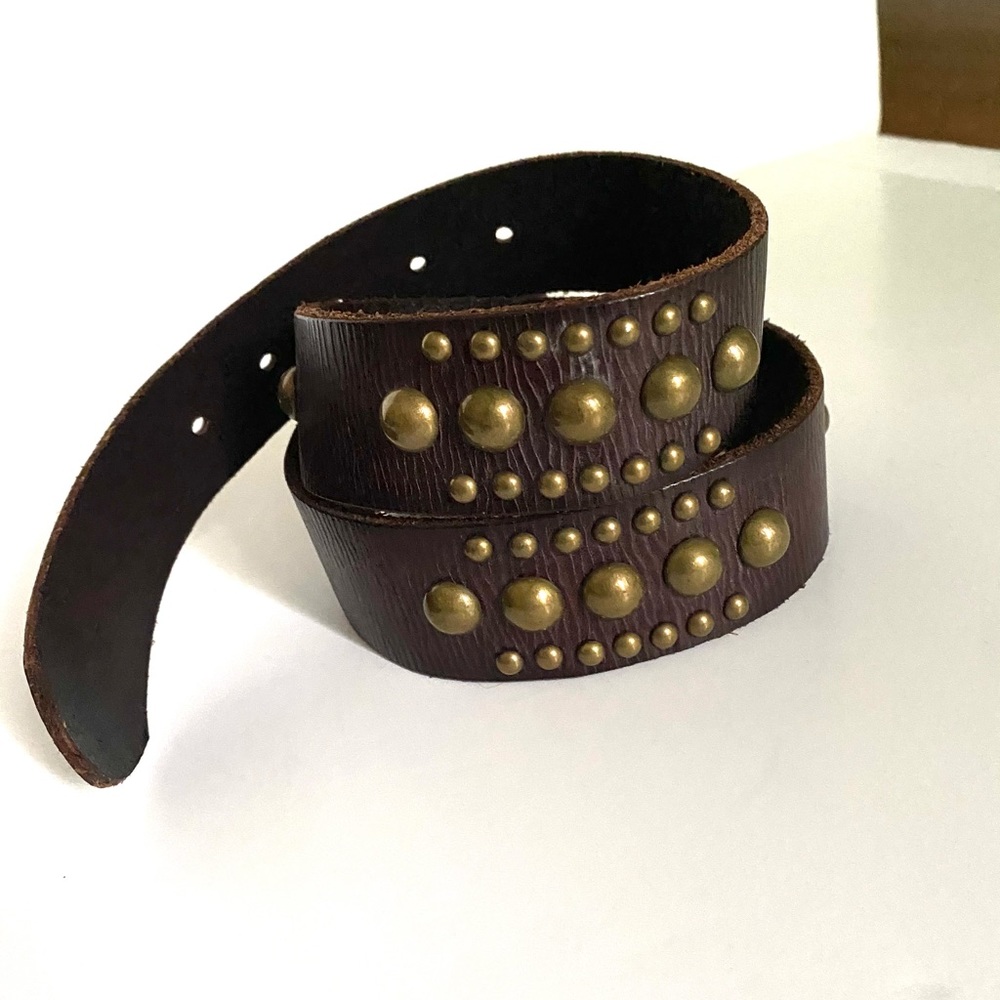 Western Brown Leather Studded Belt